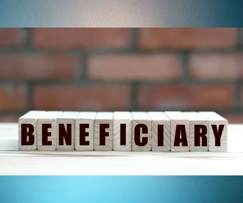 Brick background with Beneficiary in block letters